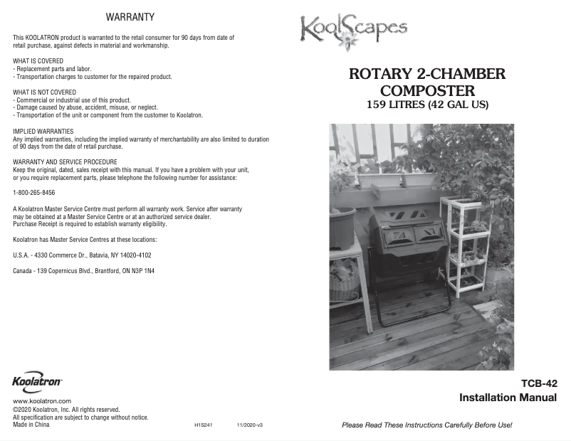 Page 1 de la notice Manuel utilisateur KoolScapes TCB-42