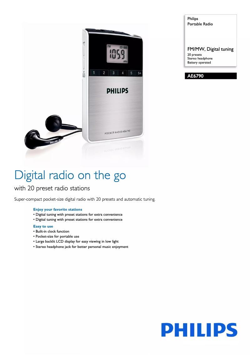 Página 1 del manual Folleto Philips AE6790