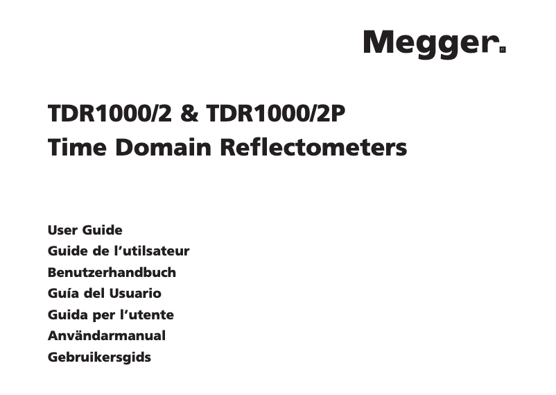 Page n°1 - Manuel utilisateur Megger TDR1000/2