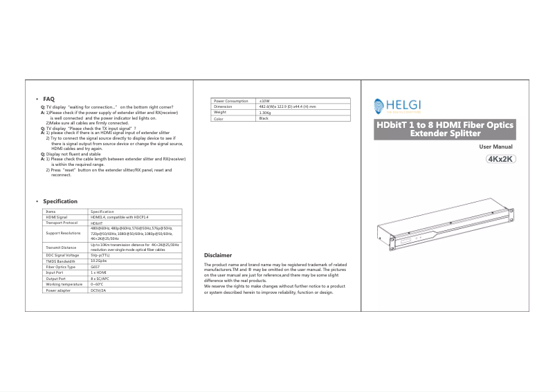 Página 1 del manual Manual de usuario HELGI HLG0318-4K-FC