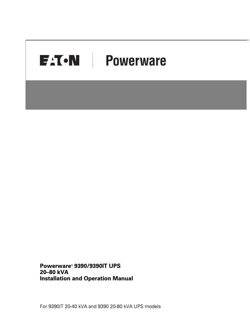 Página 1 del manual Manual de usuario Eaton Powerware 9390IT