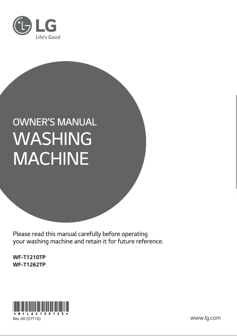 Page 1 de la notice Manuel utilisateur LG WF-T1210TP