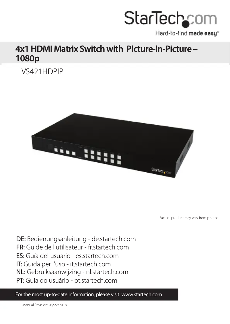 Page n°1 - Manuel utilisateur StarTech.com STVS421HDPIP