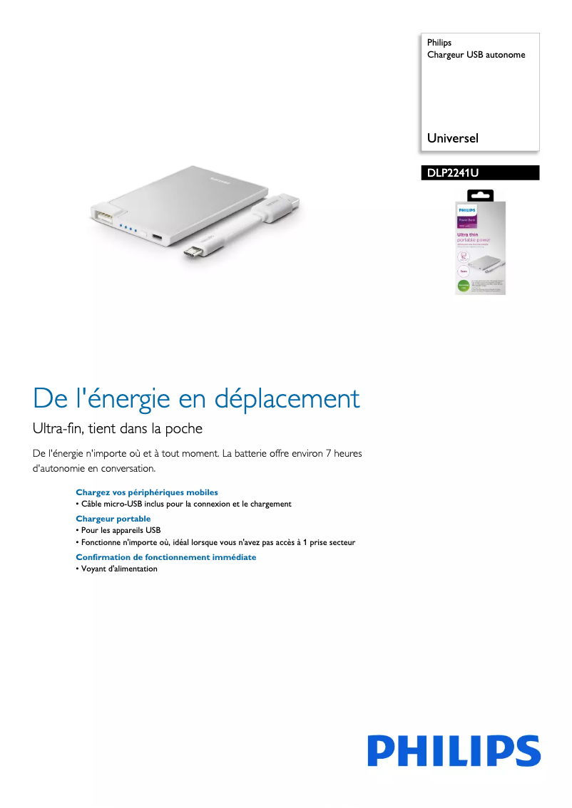 Page n°1 - Fiche technique Philips DLP2241U