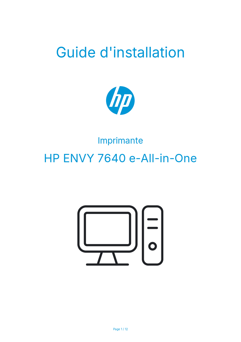 Page n°1 - Guide d'installation HP ENVY 7640 e-All-in-One