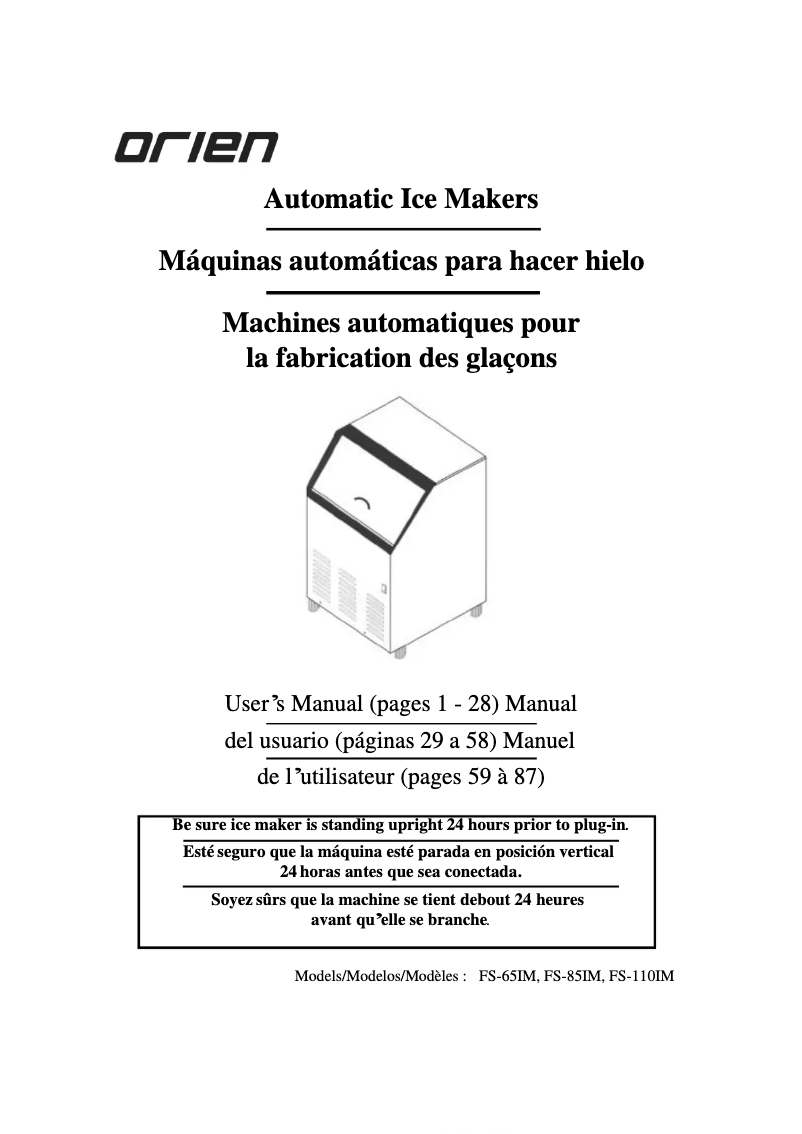 Page 1 de la notice Manuel utilisateur Orien FS-65IM