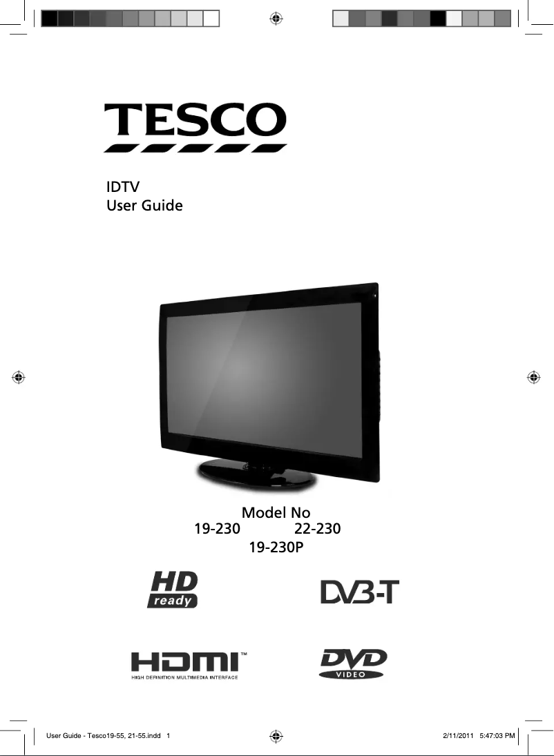 Page n°1 - Manuel utilisateur Tesco IDTV 22-230 LCD