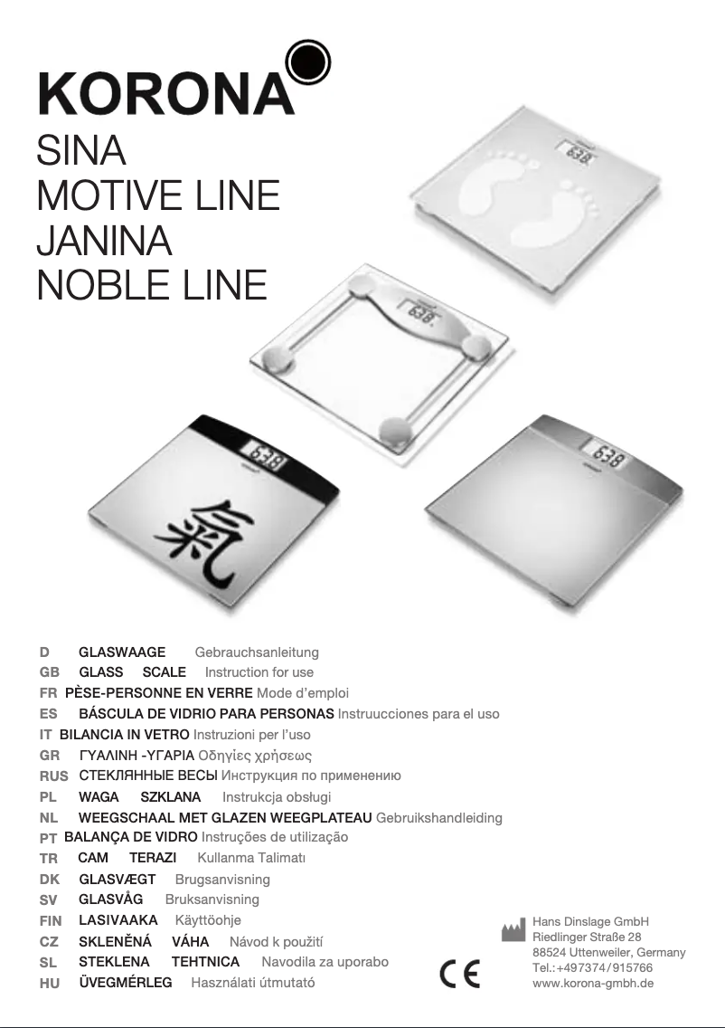 Page n°1 - Manuel utilisateur Korona Noble Line