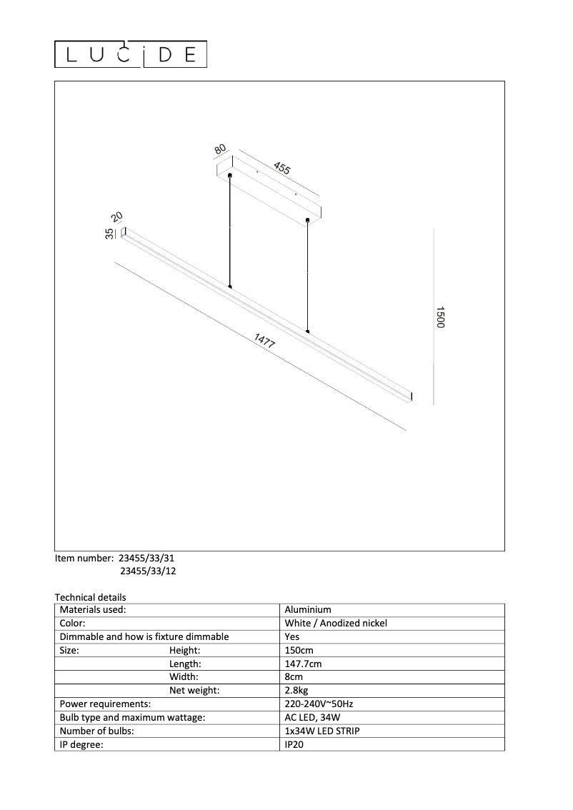 Page n°1 - Manuel utilisateur Lucide Sigma 23455/33/12