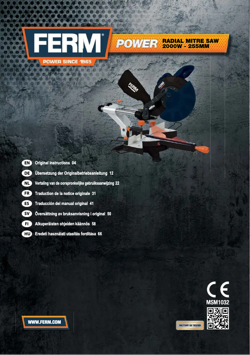 Page 1 de la notice Manuel utilisateur Ferm MSM1032
