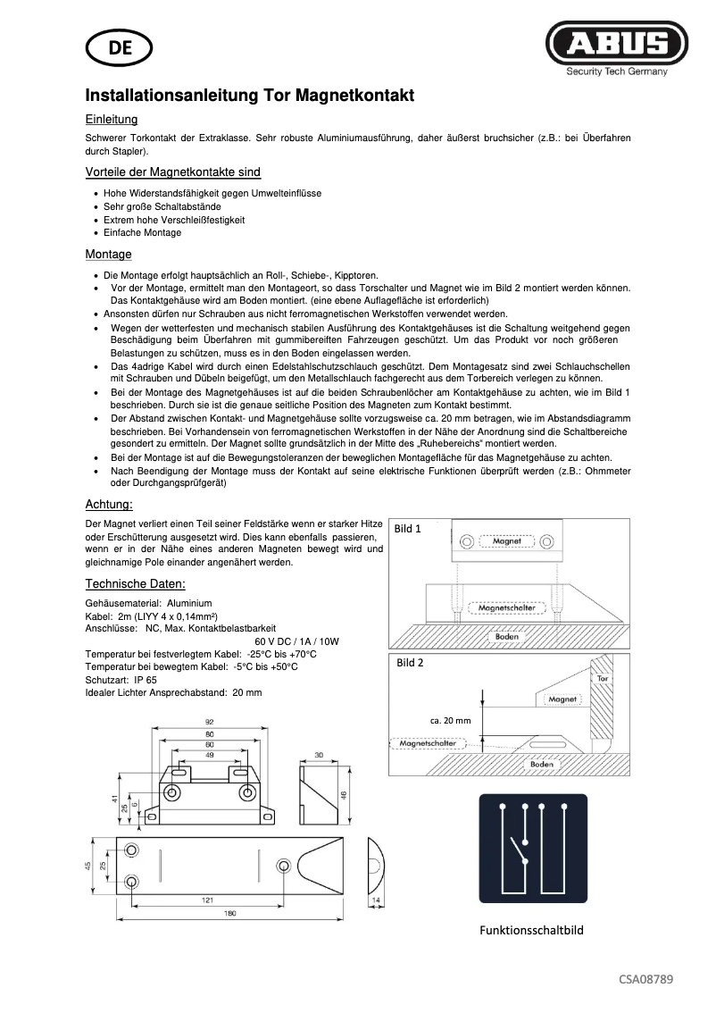 Page 1 de la notice Manuel utilisateur Abus MK4000