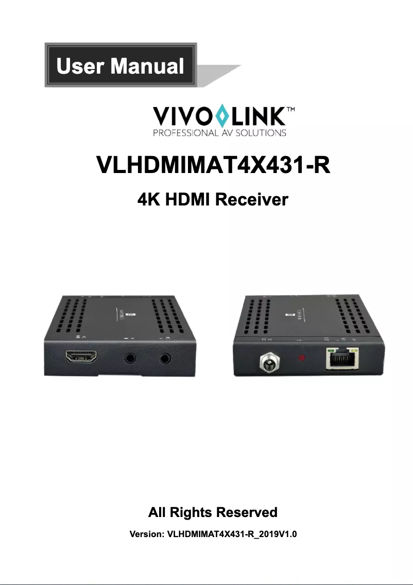 Page 1 de la notice Manuel utilisateur Vivolink VLHDMIMAT4X431-R