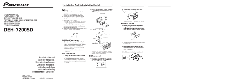 Página 1 del manual Manual de usuario Pioneer DEH-7200SD