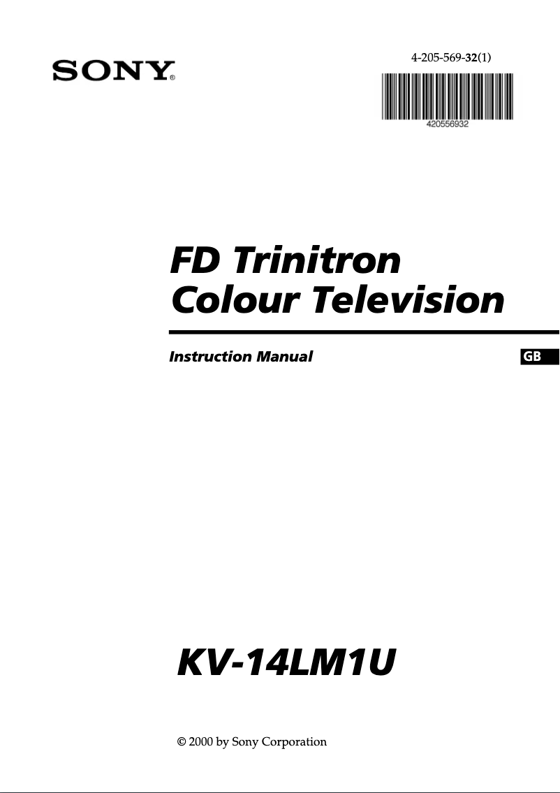 Page 1 de la notice Manuel utilisateur Sony KV-14LM1U