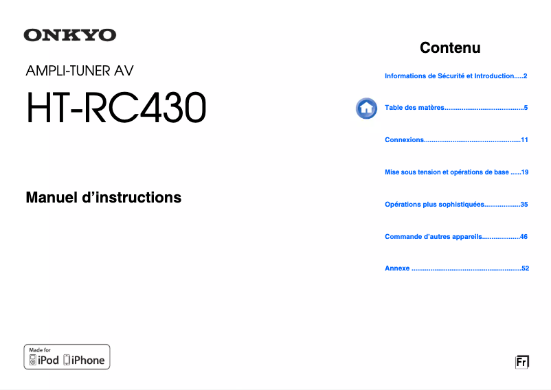 Image de la première page du manuel de l'appareil HT-RC430