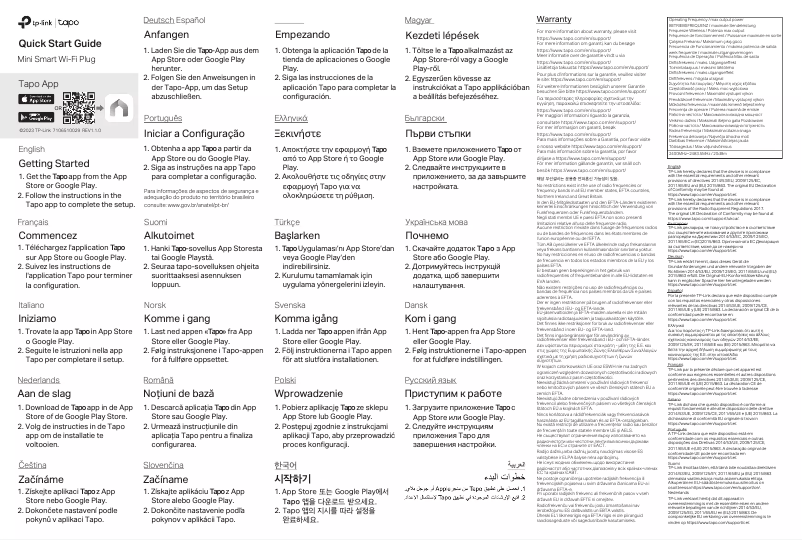 Page 1 de la notice Manuel utilisateur TP-Link Tapo TP10