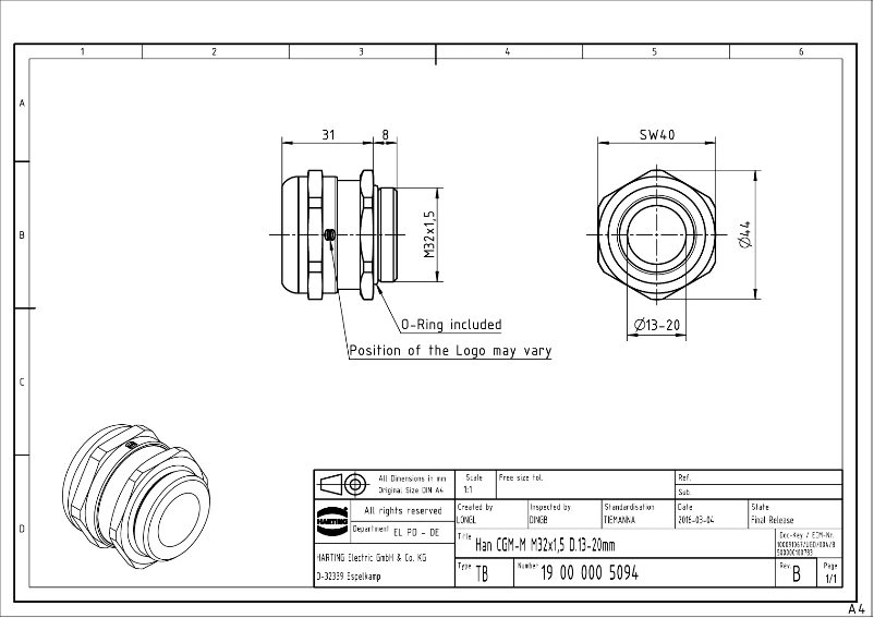 Page n°1 - Manuel utilisateur Harting 19 00 000 5094