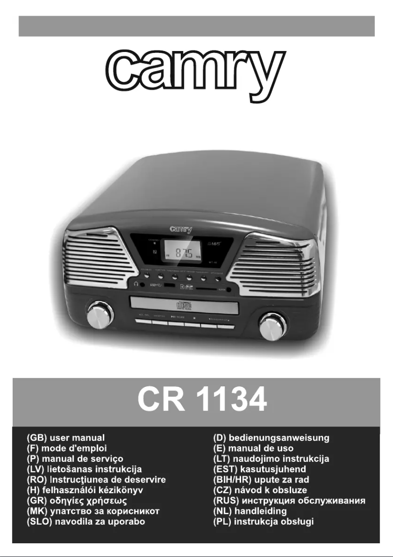 Page 1 de la notice Manuel utilisateur Camry CR 1134