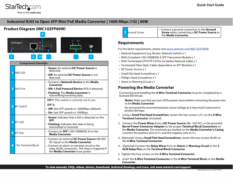 Page 1 de la notice Manuel utilisateur StarTech.com IMC1GSFP60W