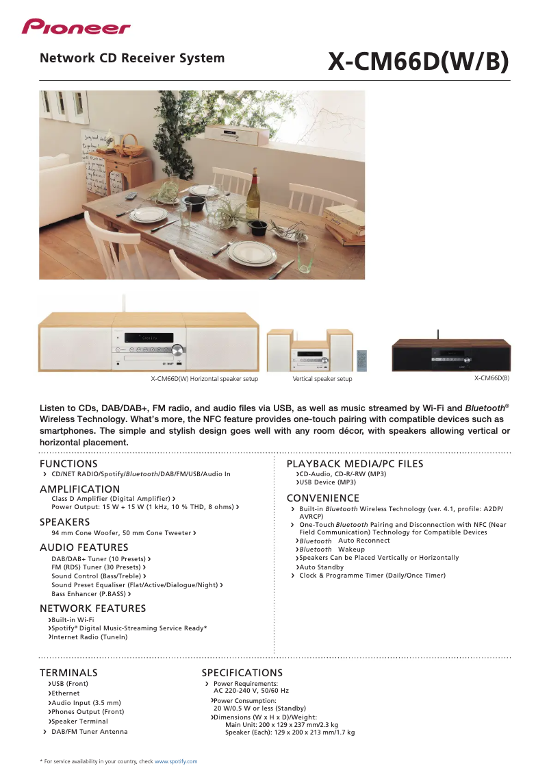 Página 1 del manual Ficha técnica Pioneer X-CM66D