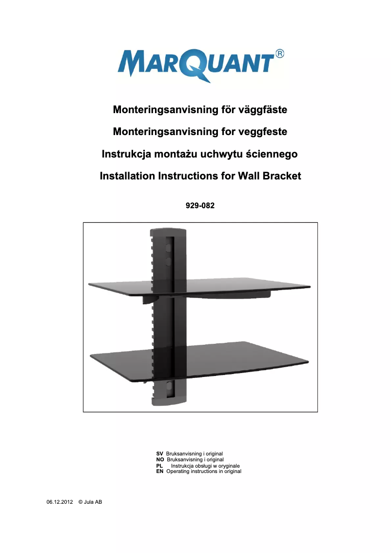 Page n°1 - Manuel utilisateur Marquant 929-082