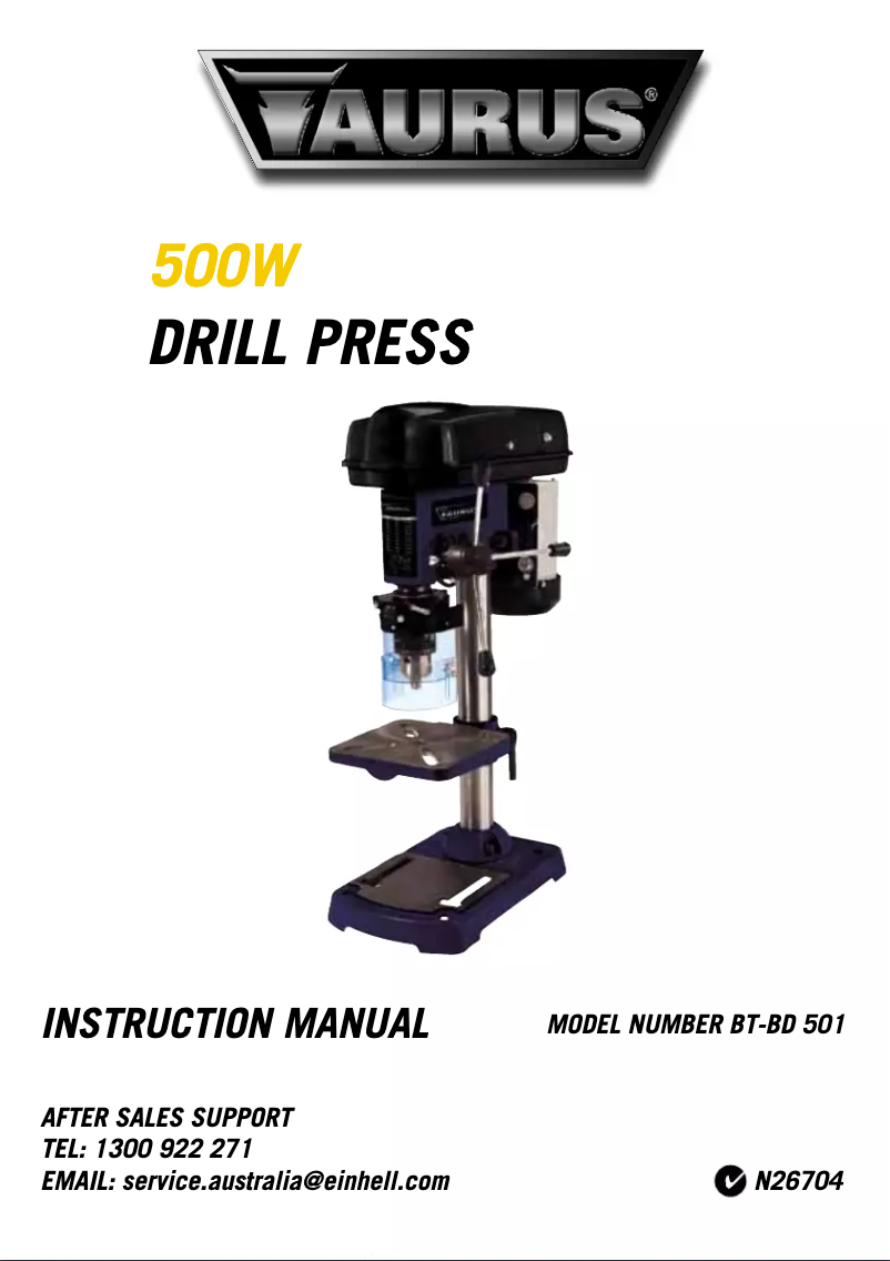 Page n°1 - Manuel utilisateur Taurus BT-BD 501