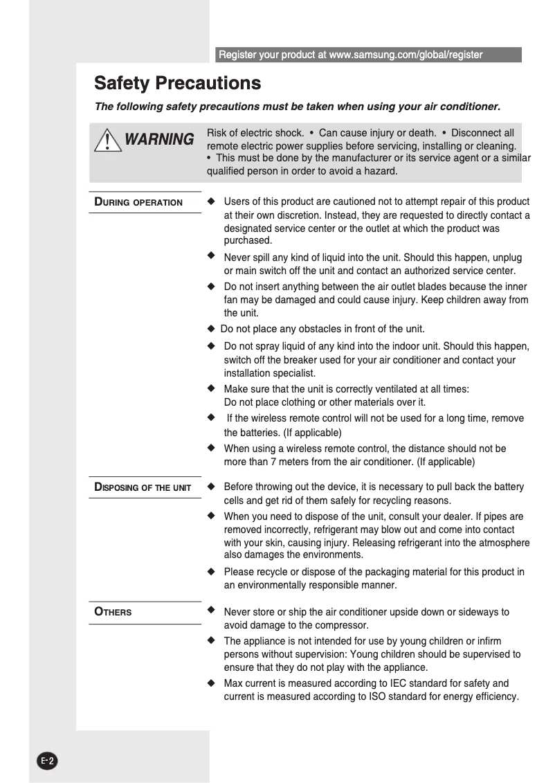 Page 1 de la notice Manuel utilisateur Samsung AS25NAN