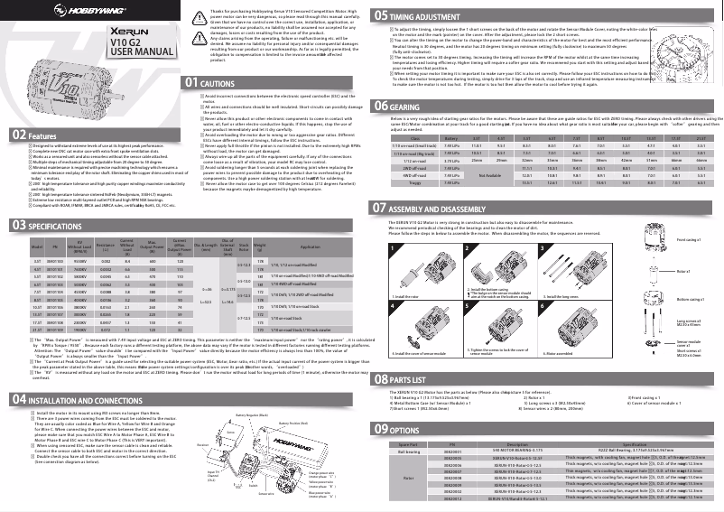 Page n°1 - Manuel utilisateur Hobbywing XERUN V10 G2