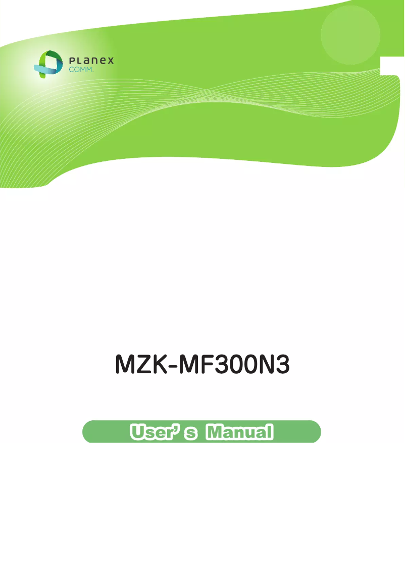 Page n°1 - Manuel utilisateur Planex MZK-MF300N3