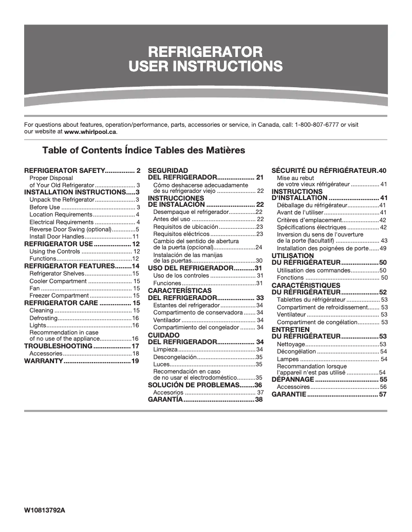Page 1 de la notice Manuel utilisateur Maytag URB551WNGZ