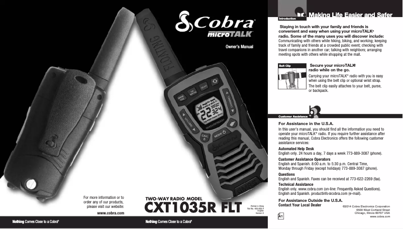 Image de la première page du manuel de l'appareil CXT1035R FLT