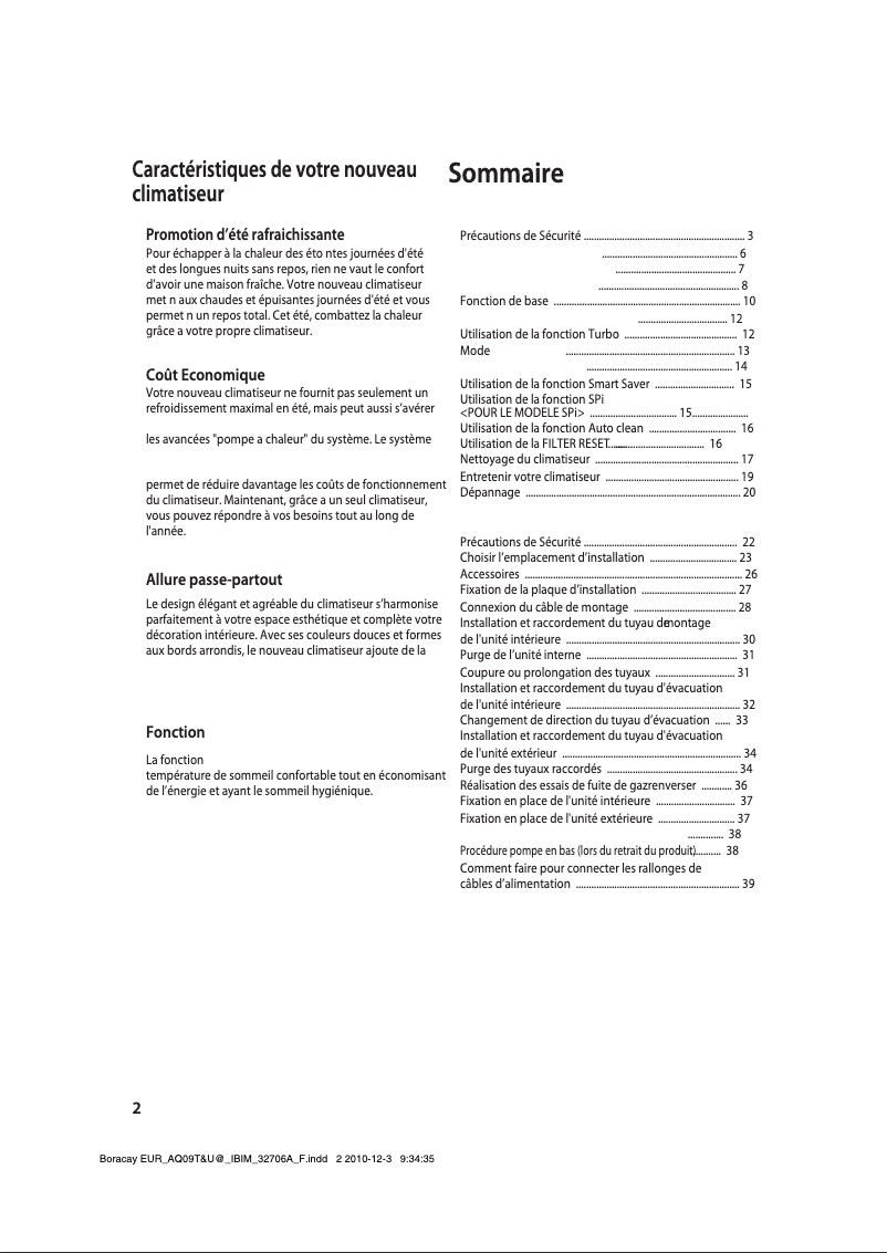 Page 1 de la notice Manuel utilisateur Samsung AQ18ESPX