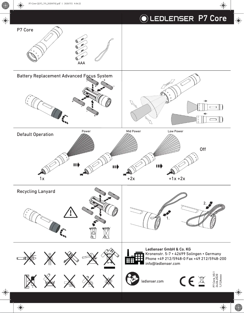 Image de la première page du manuel de l'appareil P7 Core