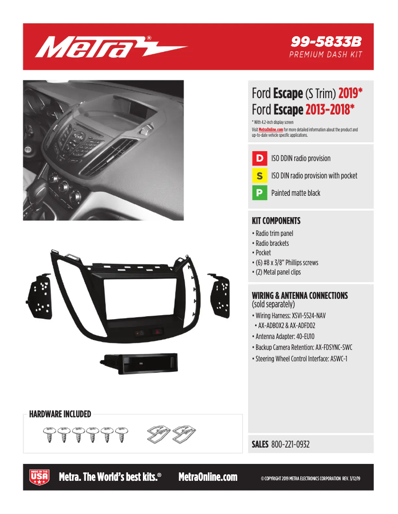 Página 1 del manual Ficha técnica AXESS 99-5833B