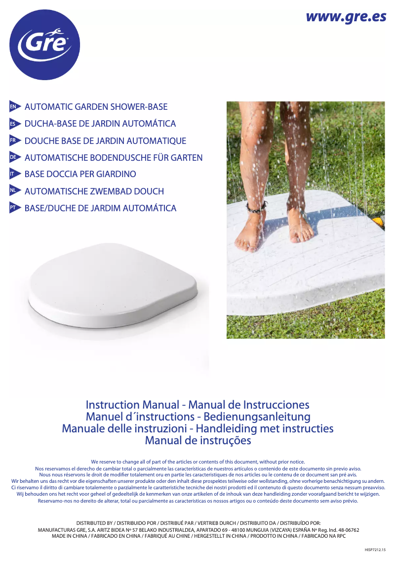 Page 1 de la notice Manuel utilisateur Gre SP7212