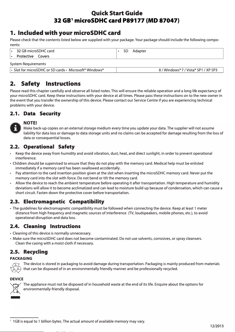 Page n°1 - Manuel utilisateur Medion P89177 (MD 87047)