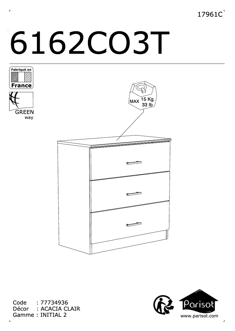 Page n°1 - Manuel utilisateur Parisot Infinity 6162CO3T