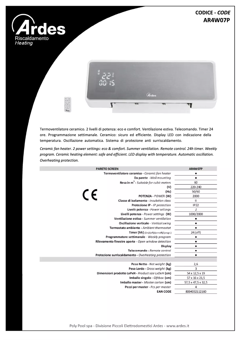 Image de la première page du manuel de l'appareil AR4W07P
