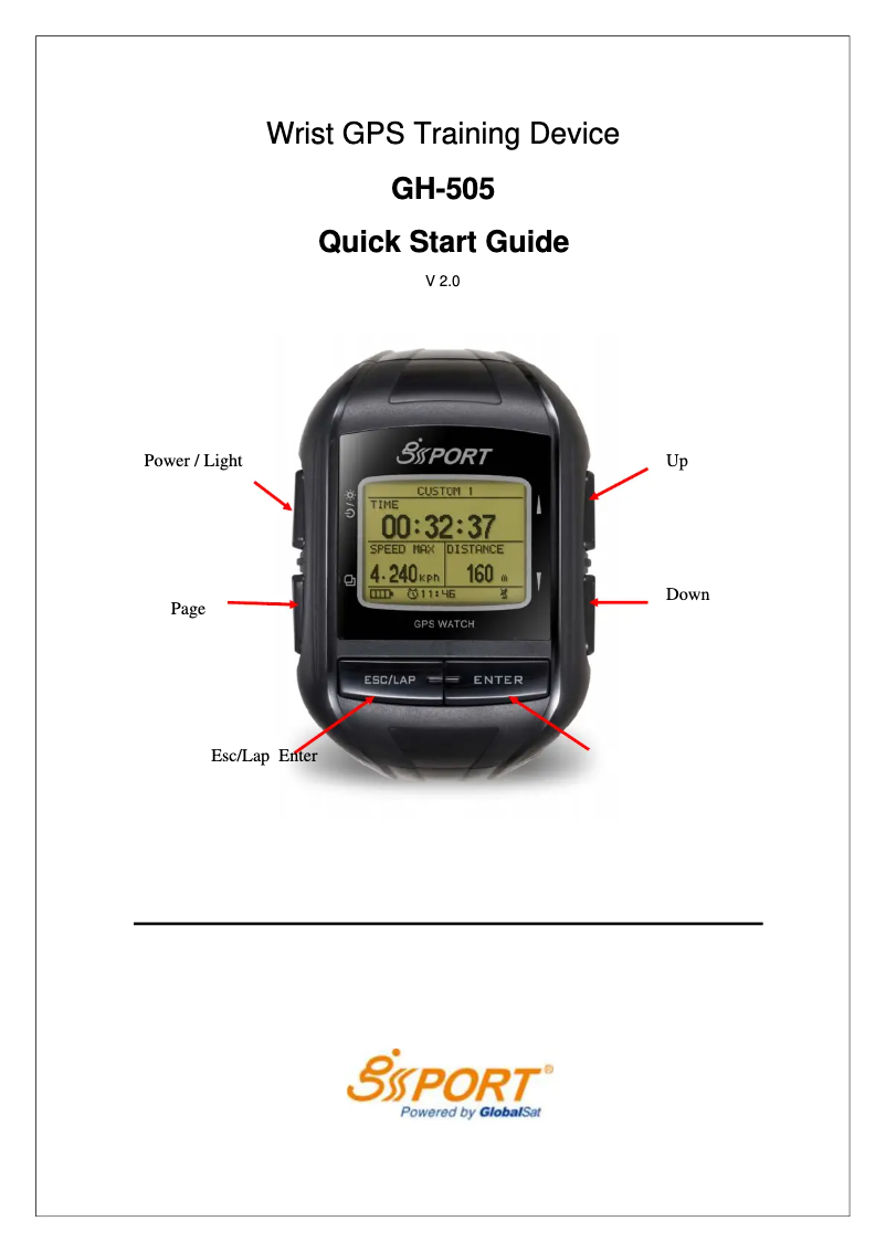 Page n°1 - Guide de démarrage rapide GlobalSat GH-505