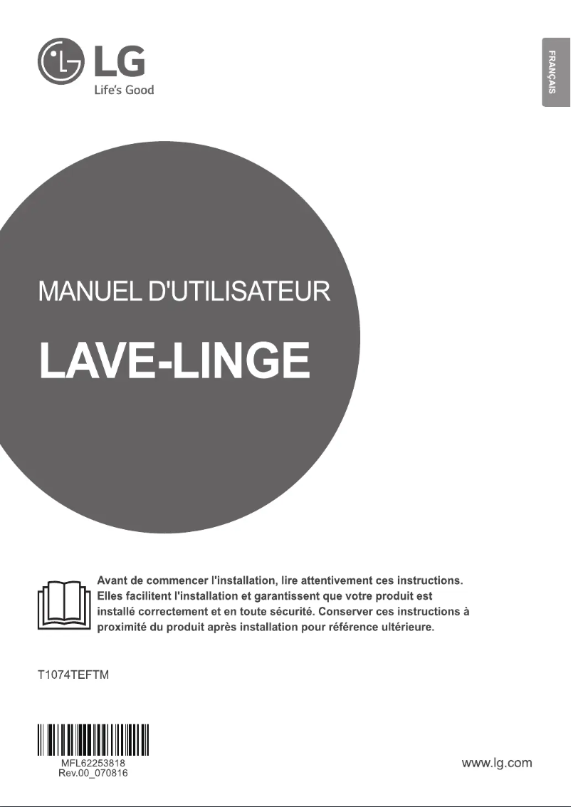 Page 1 de la notice Manuel utilisateur LG T1074TEFTM