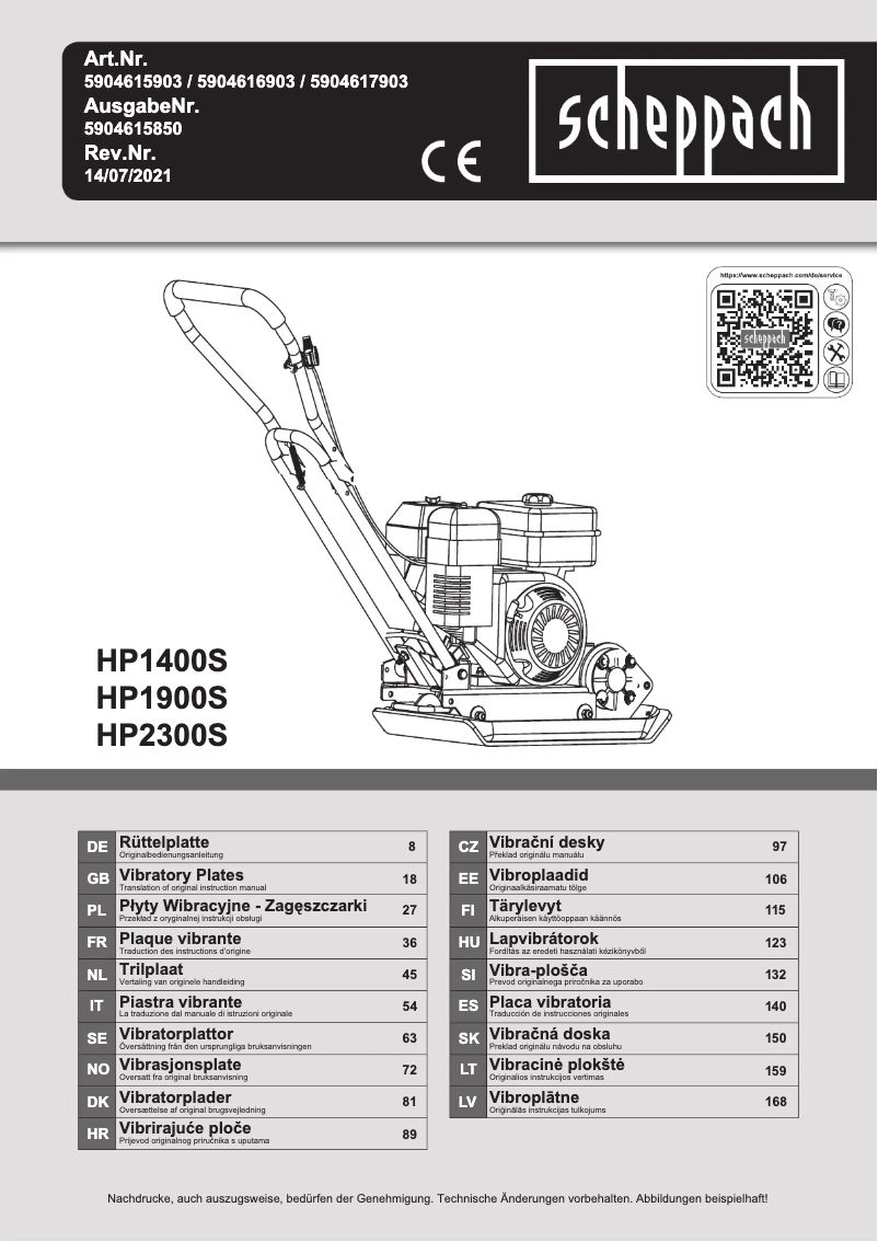 Page n°1 - Manuel utilisateur Scheppach HP1900S