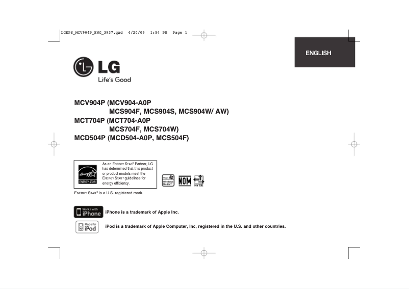 Página 1 del manual Manual de usuario LG MCV904