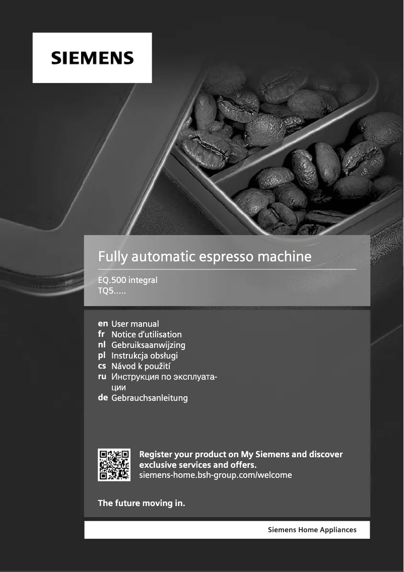 Page n°1 - Manuel utilisateur Siemens EQ.500 TQ505R09