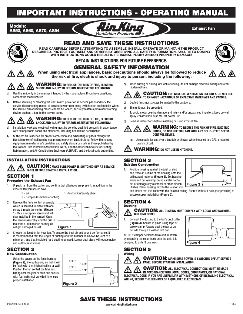 Page n°1 - Instructions / montage Air King AS50
