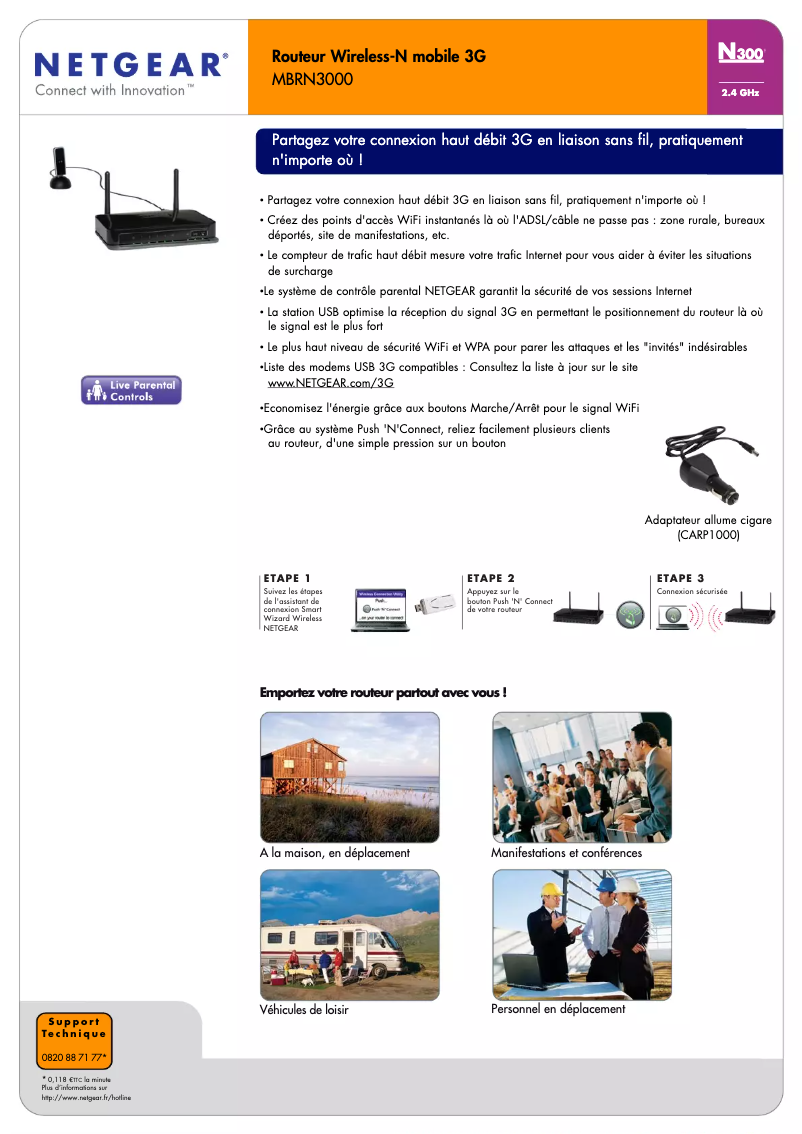 Page 1 de la notice Fiche technique Netgear MBRN3000