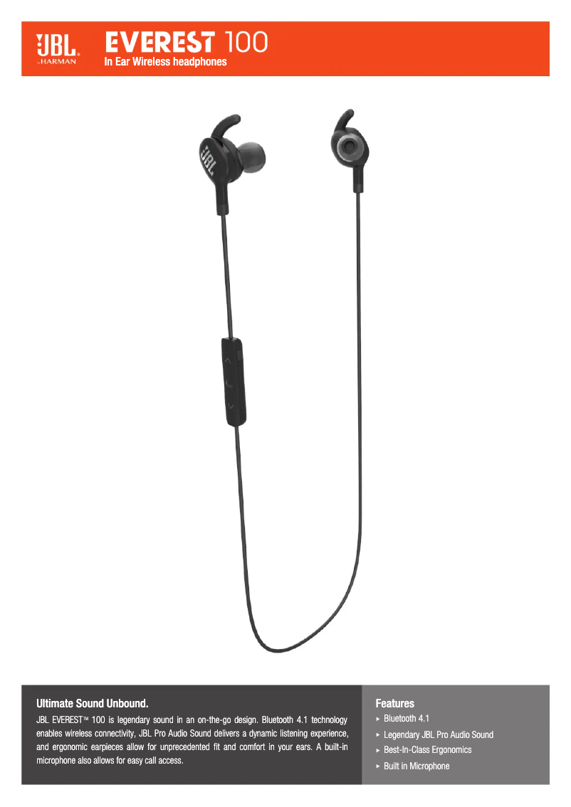 Page 1 de la notice Fiche technique JBL Everest 100