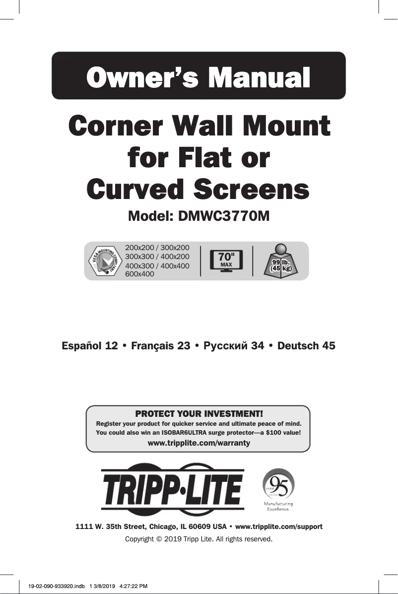 Página 1 del manual Manual de usuario Tripp Lite DMWC3770M