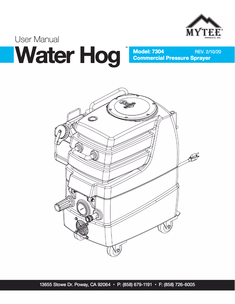 Page n°1 - Manuel utilisateur Mytee Water Hog 7304