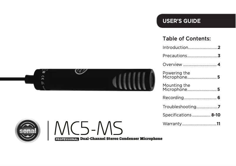Page n°1 - Manuel utilisateur Senal MC5-MS