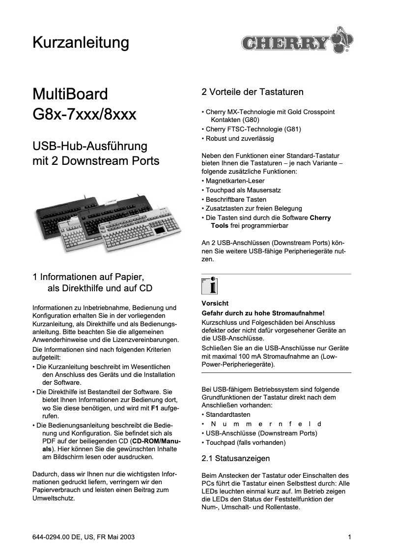 Image de la première page du manuel de l'appareil MultiBoard G80-8113